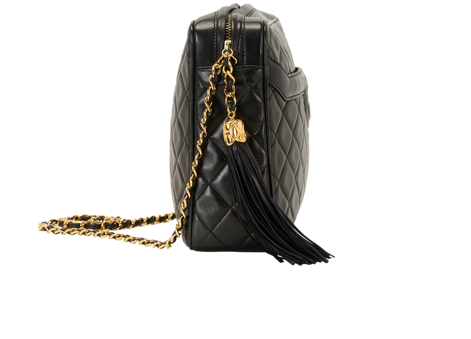 CC Tassel Camera Bag, &pound;2,200, Handbags, Black, Lambskin Leather, Side view